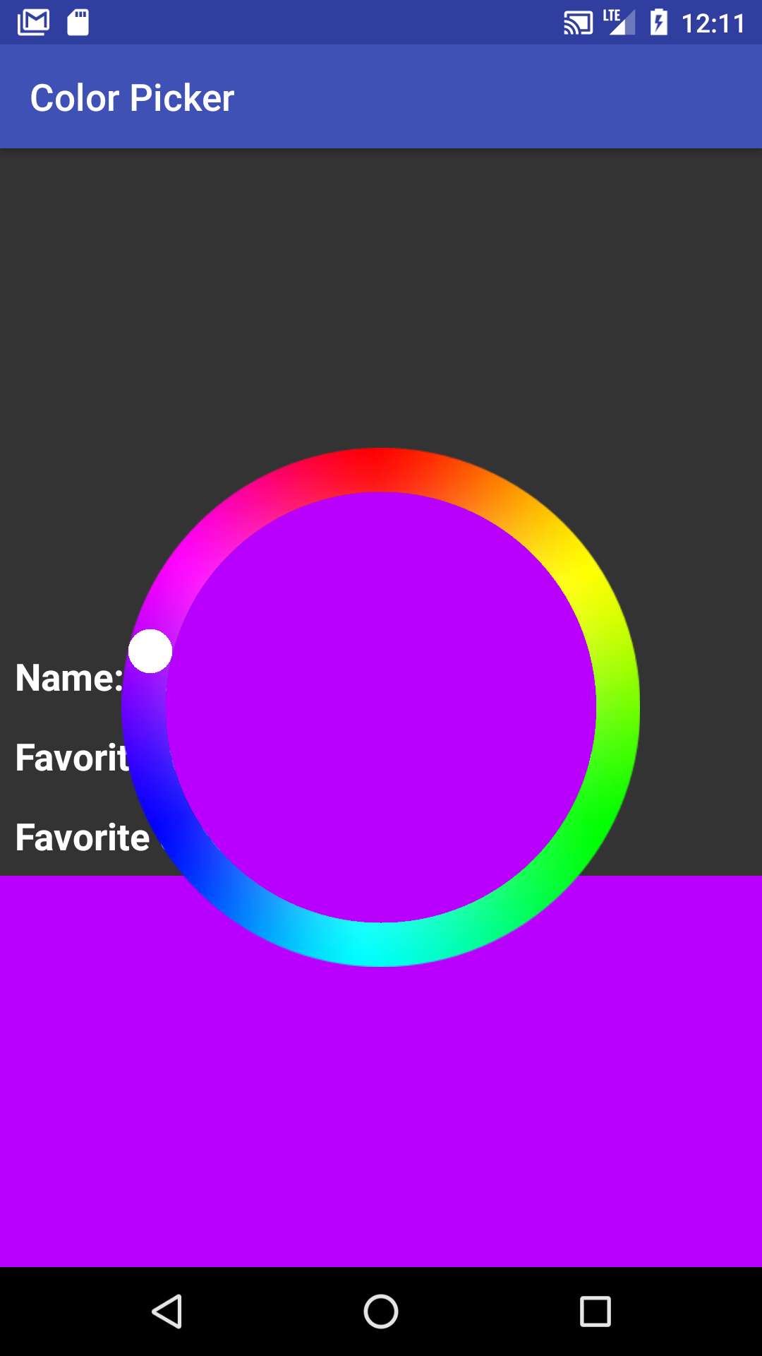 Screenshot of color picker, after moving to a new color