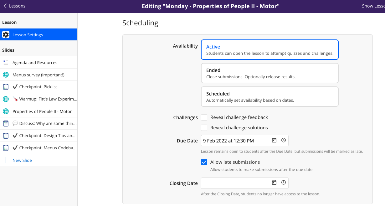:img Ed lesson interface for an active lesson, 100%, width